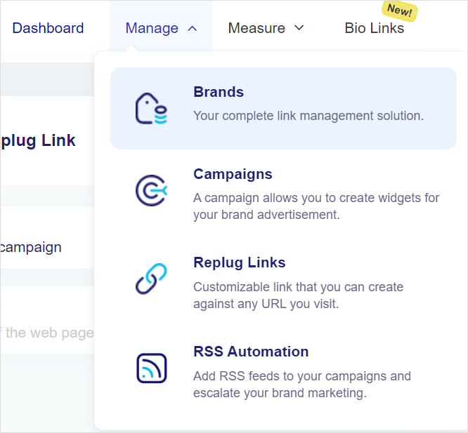 Click Manage, select brands