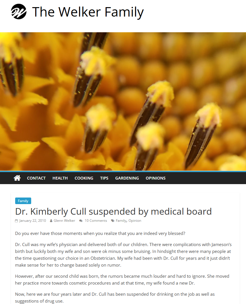 News article on the suspension of Dr. Kimberly Cull