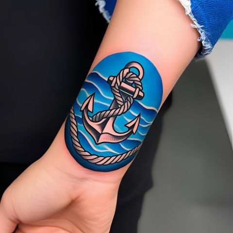 Anchor and Rope Tattoo