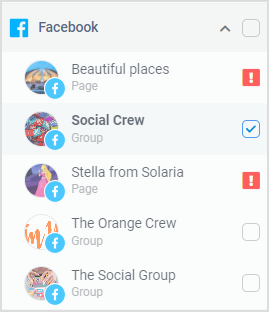 select facebook group 