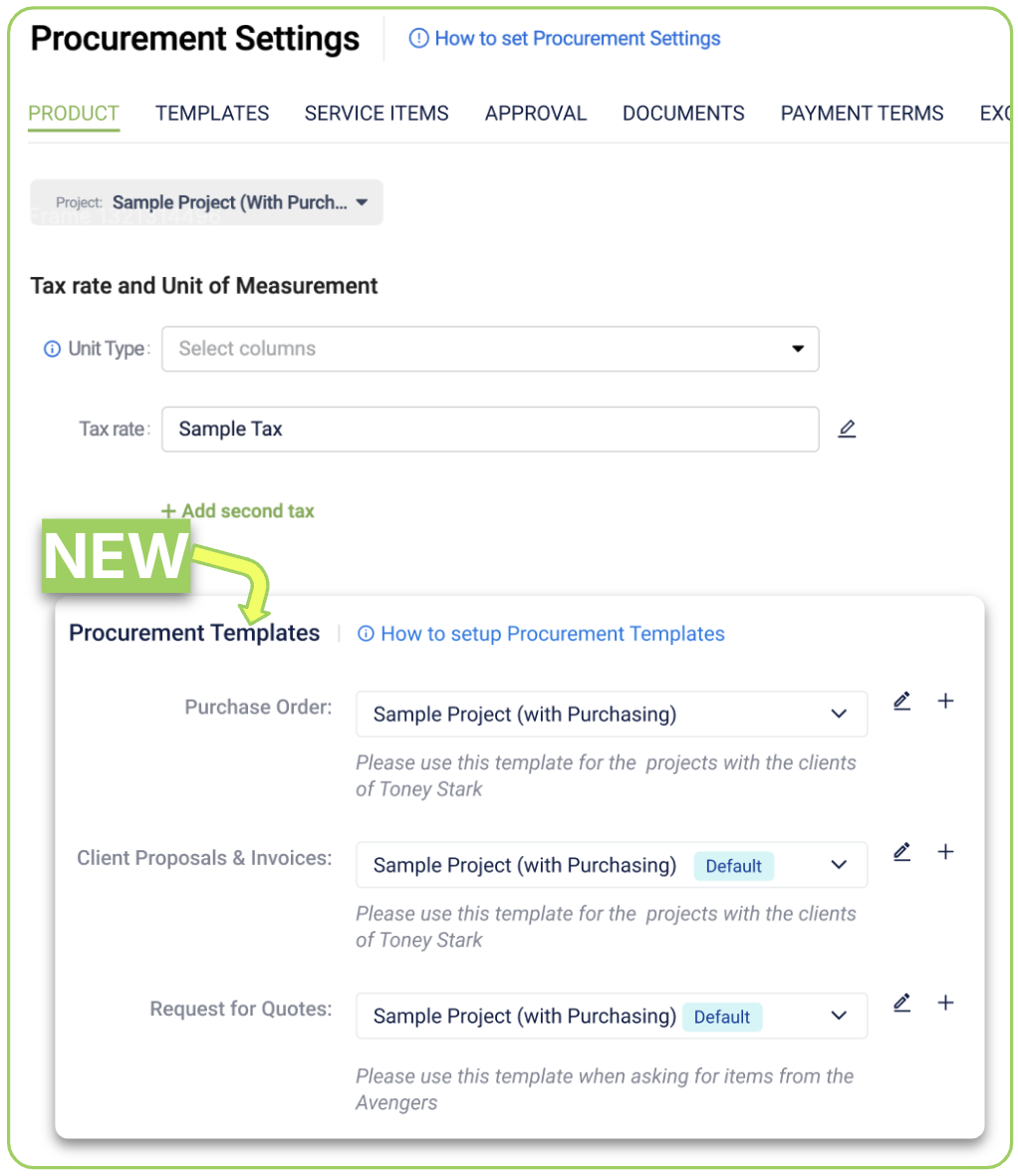 Fohlio Procurement Settings