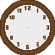 A clock with a brown circle  AI-generated content may be incorrect.