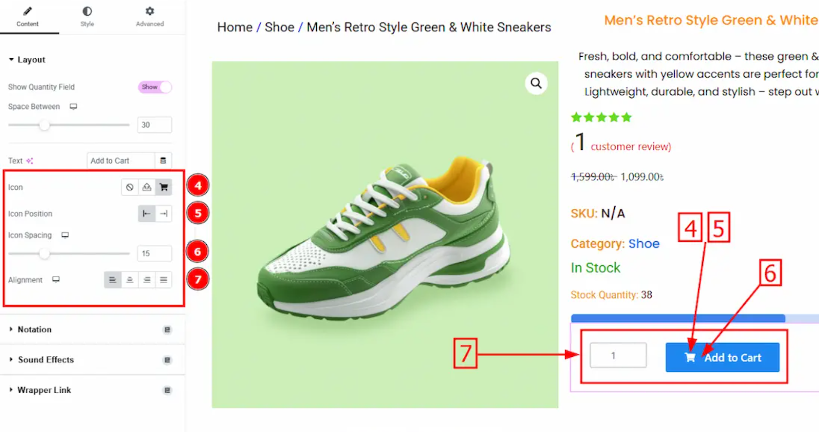 positioning of the Add to Cart Button