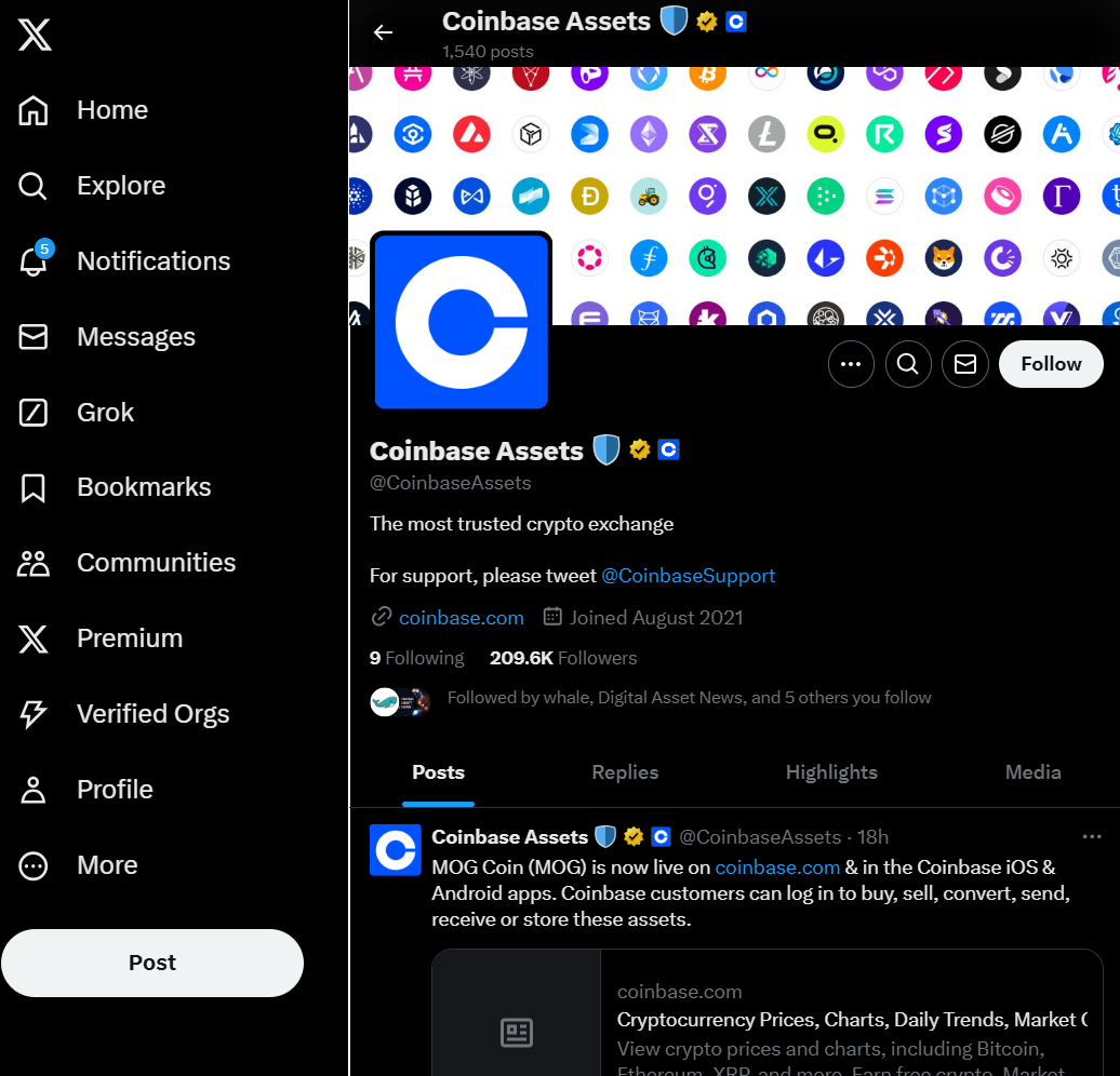 coinbase twitter account