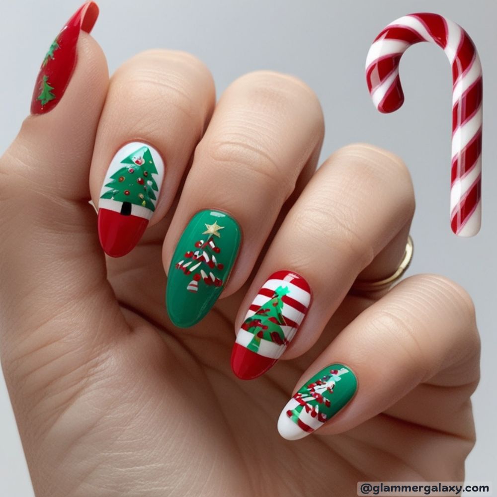 December Nails having Festive Accents
