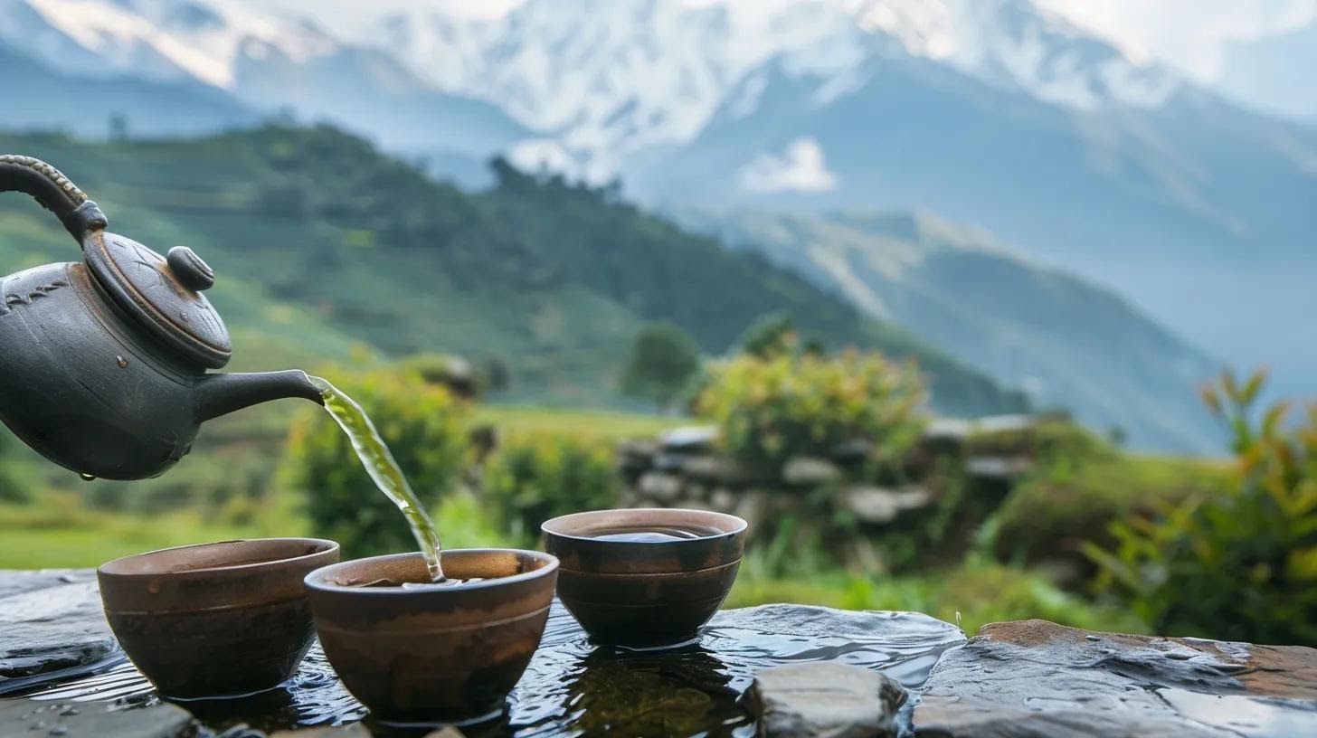 Drinking tea from the himalayas of Nepal