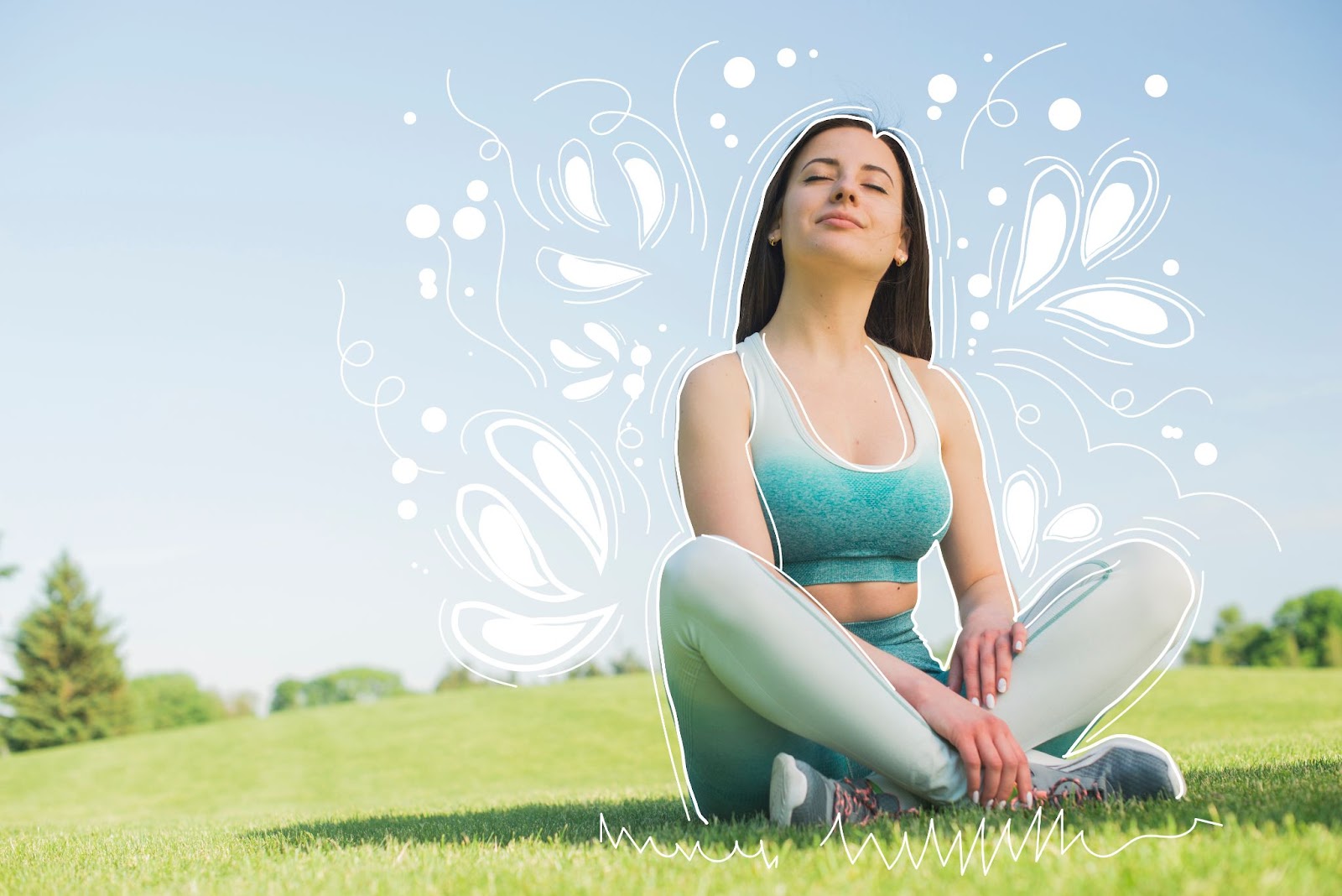 A woman is seen enjoying the pleasant nature.