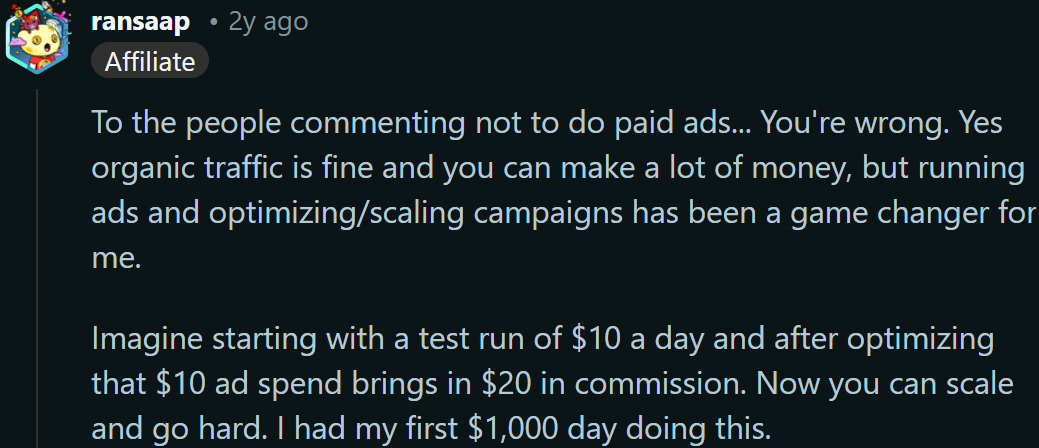 Affiliate marketing with Facebook Ads Reddit