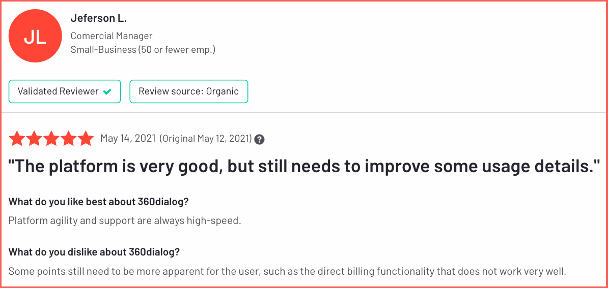  360dialog customer review