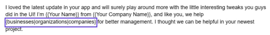 Use Spintax in SalesMix to write cold emails in further variations.