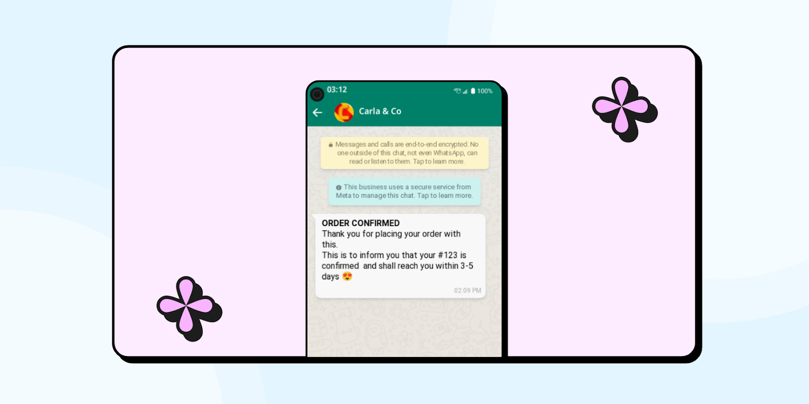 order confirmation automated WhatsApp message 