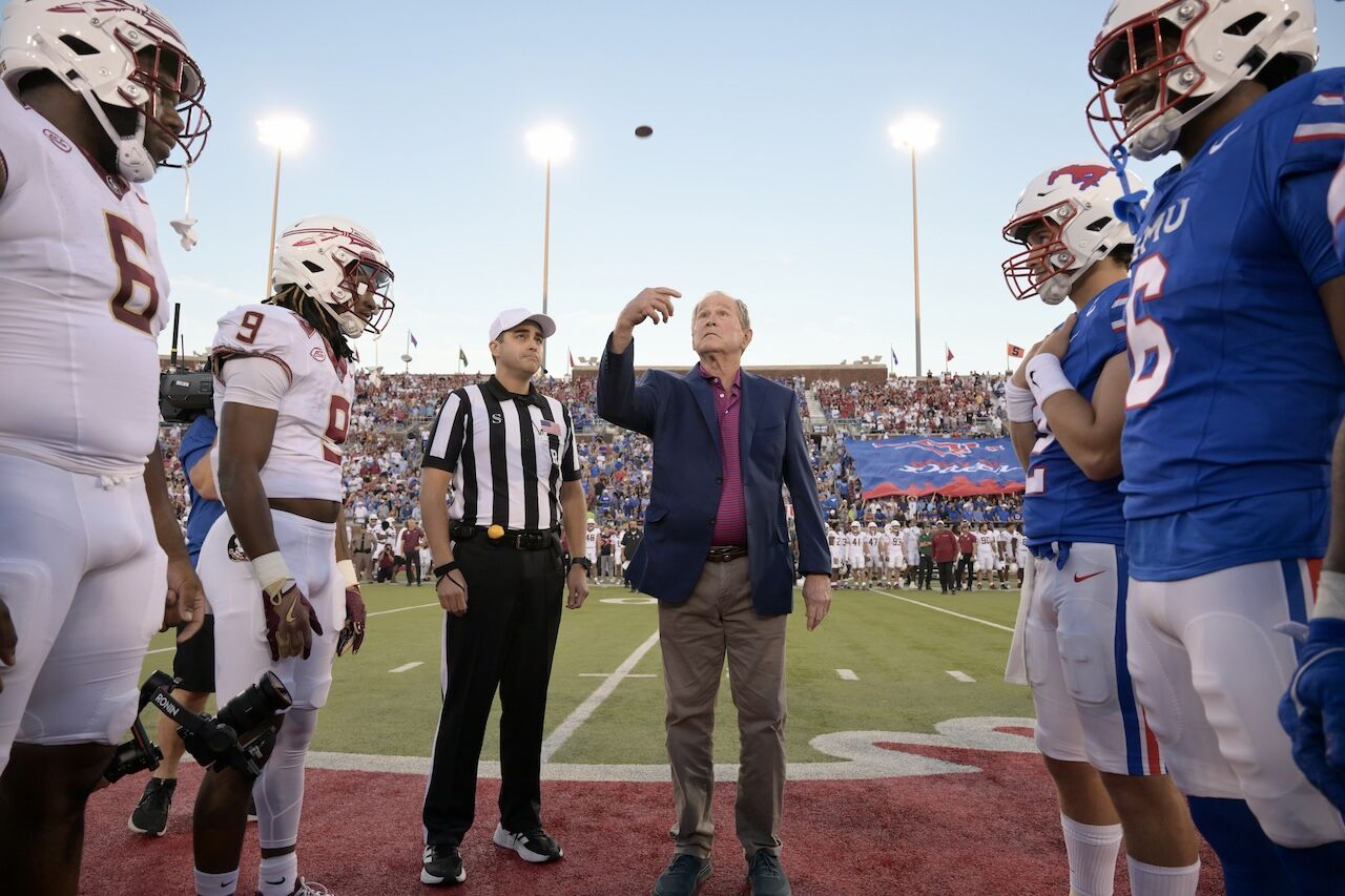 Former president flips a coin for SMU's first ACC matchup against FSU.