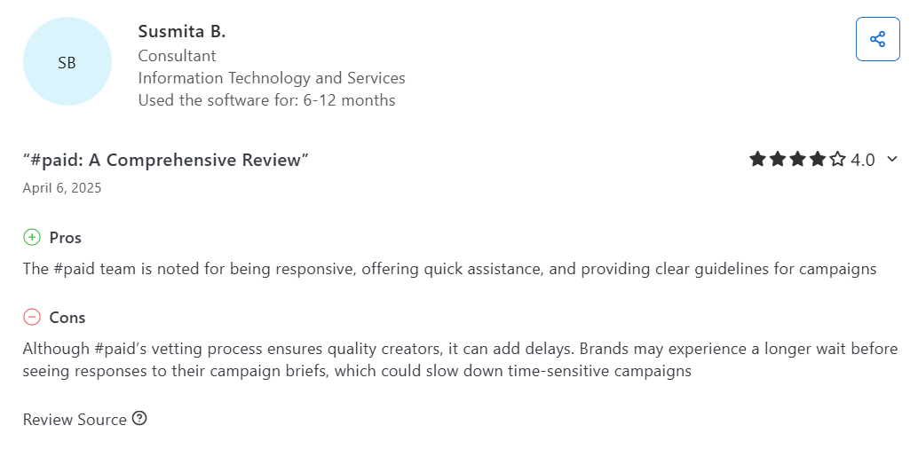 Paid user review