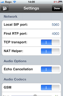 Figura com as configuracoes do telefone pra VOIP