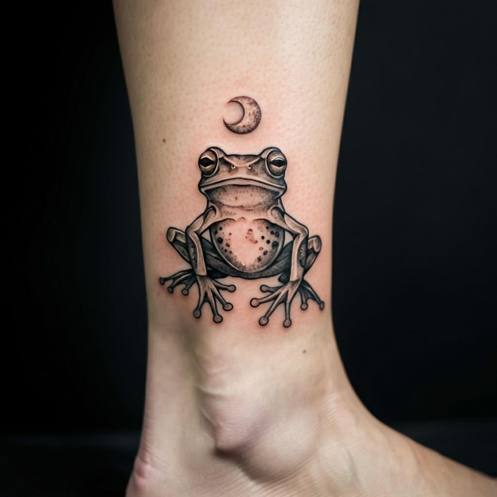 Black and Grey Frog Tattoo