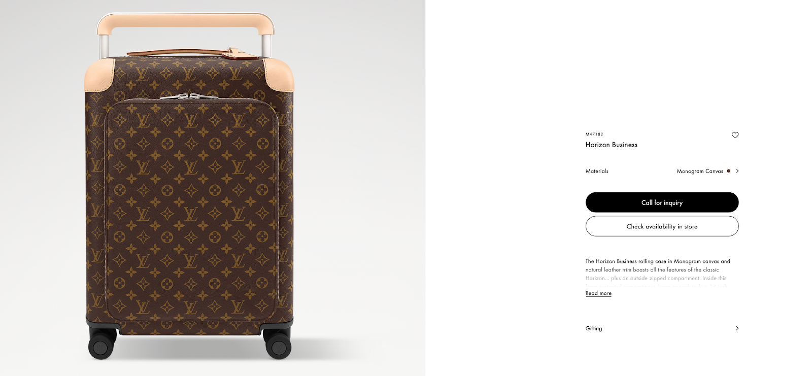 Screenshot of the Louis Vuitton Horizon Business Carryon