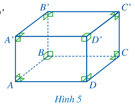 I. Hình hộp chữ nhật Bài 1: Thực hiện các hoạt động sau:a) Vẽ trên giấy kẻ ô vuông 6 hình chữ nhật với vị trí và các kích thước như ở Hình 1;b) Cắt rời theo đường viền của hình vừa vẽ ( phần tô màu) và gấp lại để được Hình hộp chữ nhật như ở Hình 2; c) Quan sát hình hộp chữ nhật ở Hình 2, nêu số mặt, số cạnh và số đỉnh của hình hộp chữ nhật đó. Giải nhanh:a) b) Cắt, gấp để tạo lập hình 2. c) 6 mặt, 12 cạnh và 8 đỉnh.Bài 2: Quan sát hình hộp chữ nhật ở Hình 3, đọc tên các mặt, các cạnh và các đỉnh của hình hộp chữ nhật đó. Giải nhanh:6 mặt: ABCD; A’B’C’D’; ABB’A’; ADD’A’; BCC’B’; CDD’C’.12 cạnh: AB; BC; CD; DA; A’B’; B’C’; C’D’; D’A’; AA’; BB’; CC’; DD’.8 đỉnh: A; B; C; D; A’; B’; C’; D’.Bài 3: Quan sát hình hộp chữ nhật ABCD.A’B’C’D’ ở Hình 5 và thực hiện các hoạt động sau:a) Mặt AA’D’D là hình gì?b) So sánh độ dài hai cạnh bên AA’ và DD’. Giải nhanh:a) hình chữ nhật. b) độ dài bằng nhau.II. Hình lập phươngBài 1: Quan sát hình lập phương ở Hình 9, đọc tên các mặt, các cạnh, các đỉnh và các đường chéo của hình lập phương đó. Giải nhanh:6 mặt: ABCD; A’B’C’D’; ABB’A’; ADD’A’; BCC’B’; CDD’C’.12 cạnh: AB; BC; CD; DA; A’B’; B’C’; C’D’; D’A’; AA’; BB’; CC’ ; DD’.8 đỉnh: A; B; C; D; A’; B’; C’; D’.4 đường chéo: AC’; A’C; BD’; B’D.Bài 2: Quan sát hình lập phương ABCD. A’B’C’D’ ở Hình 10 và thực hiện các hoạt động sau:a) Mặt AA’D’D là hình gì?b) So sánh độ dài các cạnh của hình lập phương đó. Giải nhanh:a) hình vuông. b) bằng nhau.III. Diện tích xung quanh và thể tích hình hộp chữ nhật, hình lập phươngBài 1: Một viên gạch đất sét nung đặc có dạng hình hộp chữ nhật với các đáy lần lượt là 220 mm, 105 mm và chiều cao là 65 mm. Tính diện tích xung quanh và thể tích của viên gạch đó. Giải nhanh:Diện tích xung quanh:   2. (220 + 105). 65 = 42 250 (mm2) Thể tích:   220. 105. 65 = 1 501 500 (mm3) = 15 015 cm3IV. Bài tập