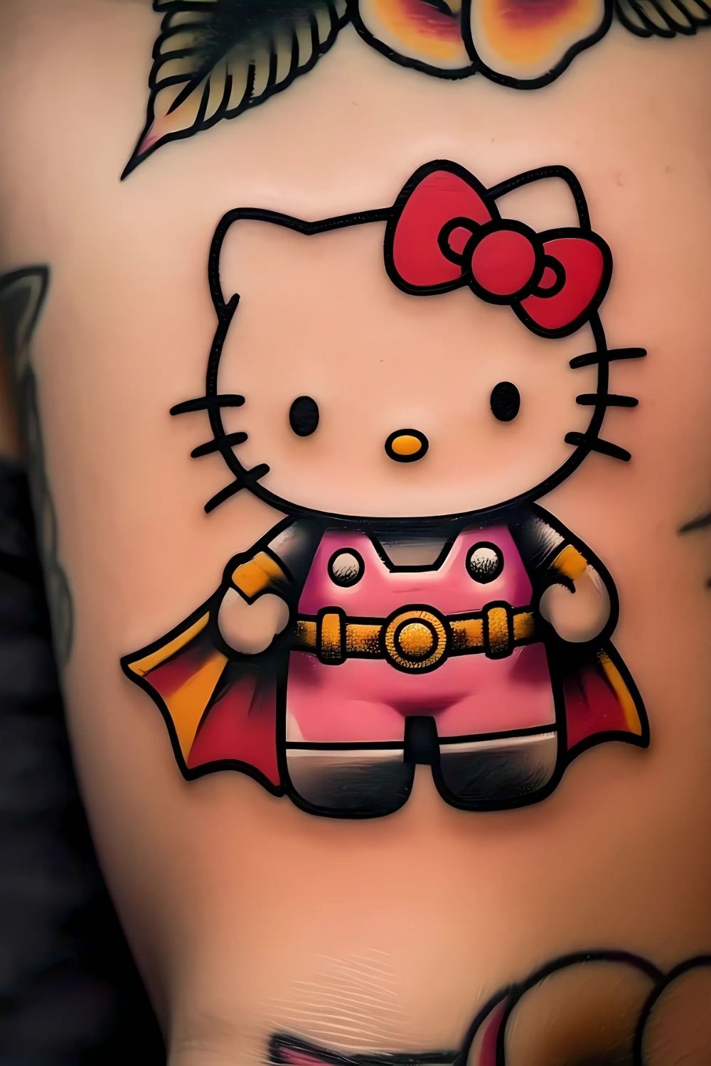 Hello Kitty as a Superhero Tattoo
