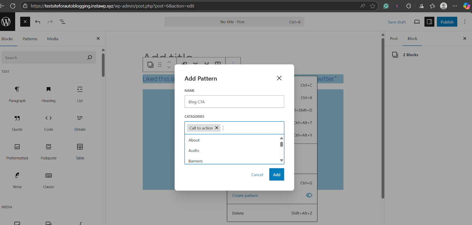 how to create a reusable block in WordPress
