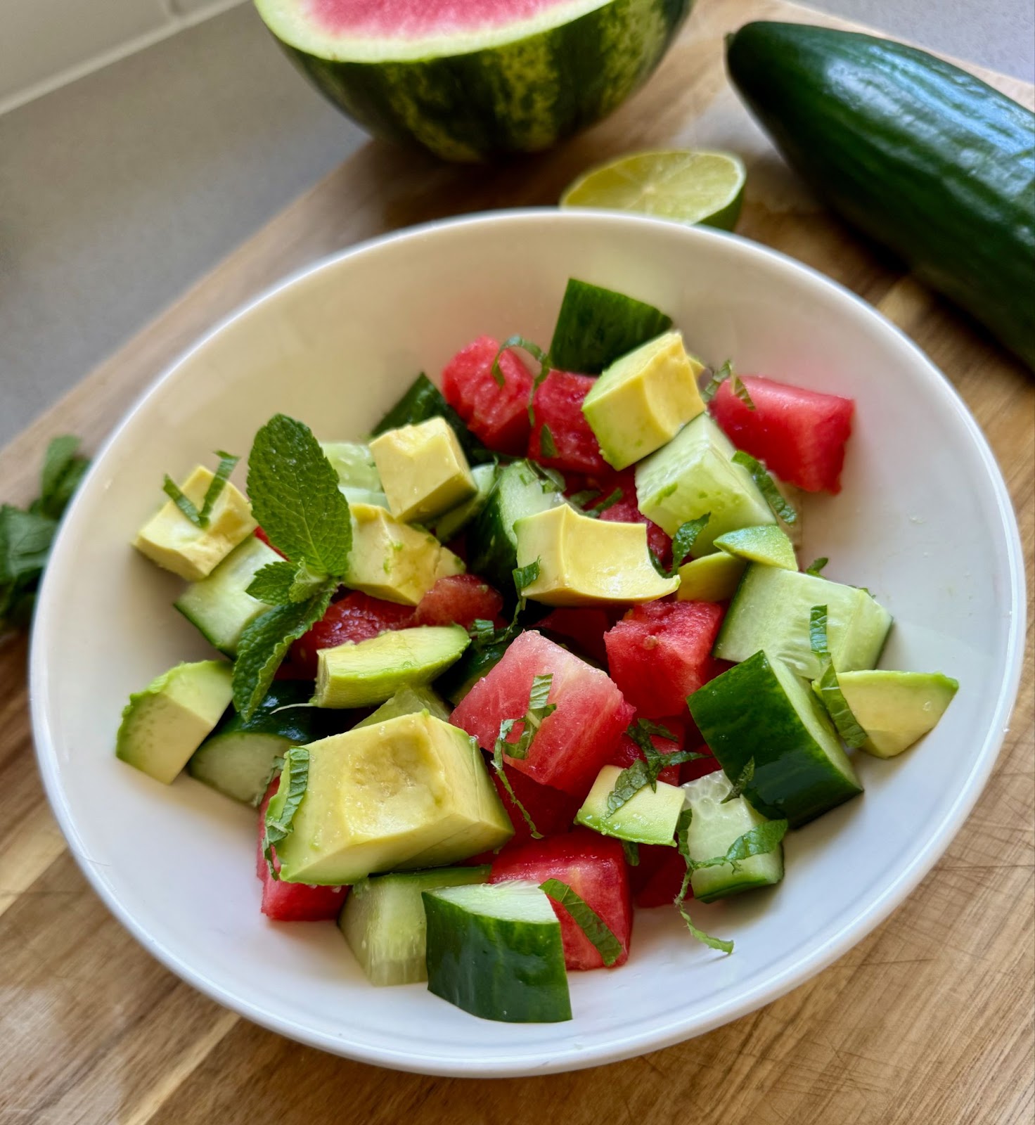 Watermelon cucumber avocado salad - fertility meal plan and recipes for fertility - Wenatal