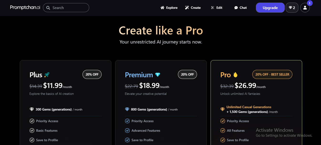 PromptchanAI Pricing