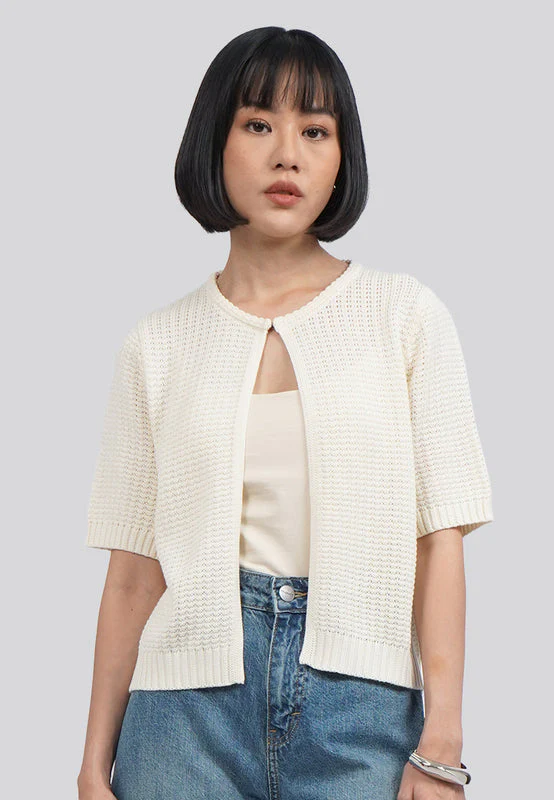 Short Sleeve Cropped Knit Cardigan