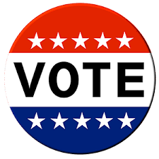 image of a red white and blue vote badge 