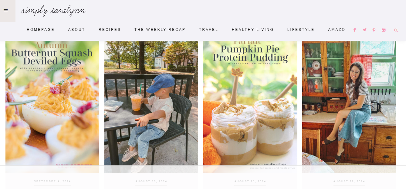 Simply Taralynn homepage - one of the best lifestyle blog examples