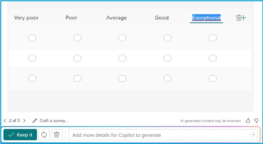 Create options with Copilot