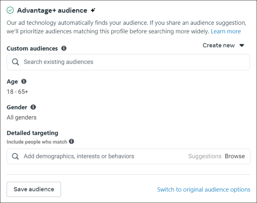 Advantage+ Audience on Facebook