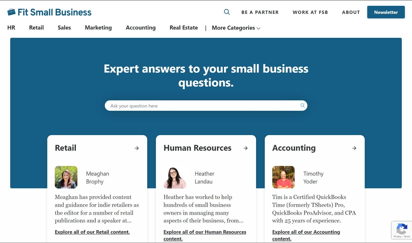 Screenshot of Fit Small Business website