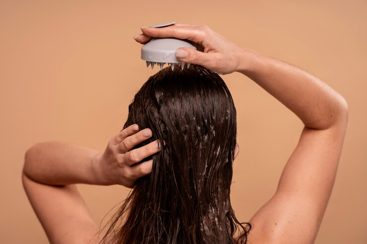 A woman washing her hair