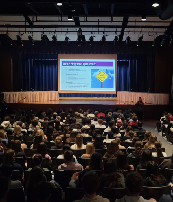 image of students in the auditorium watching the guidance department presentation