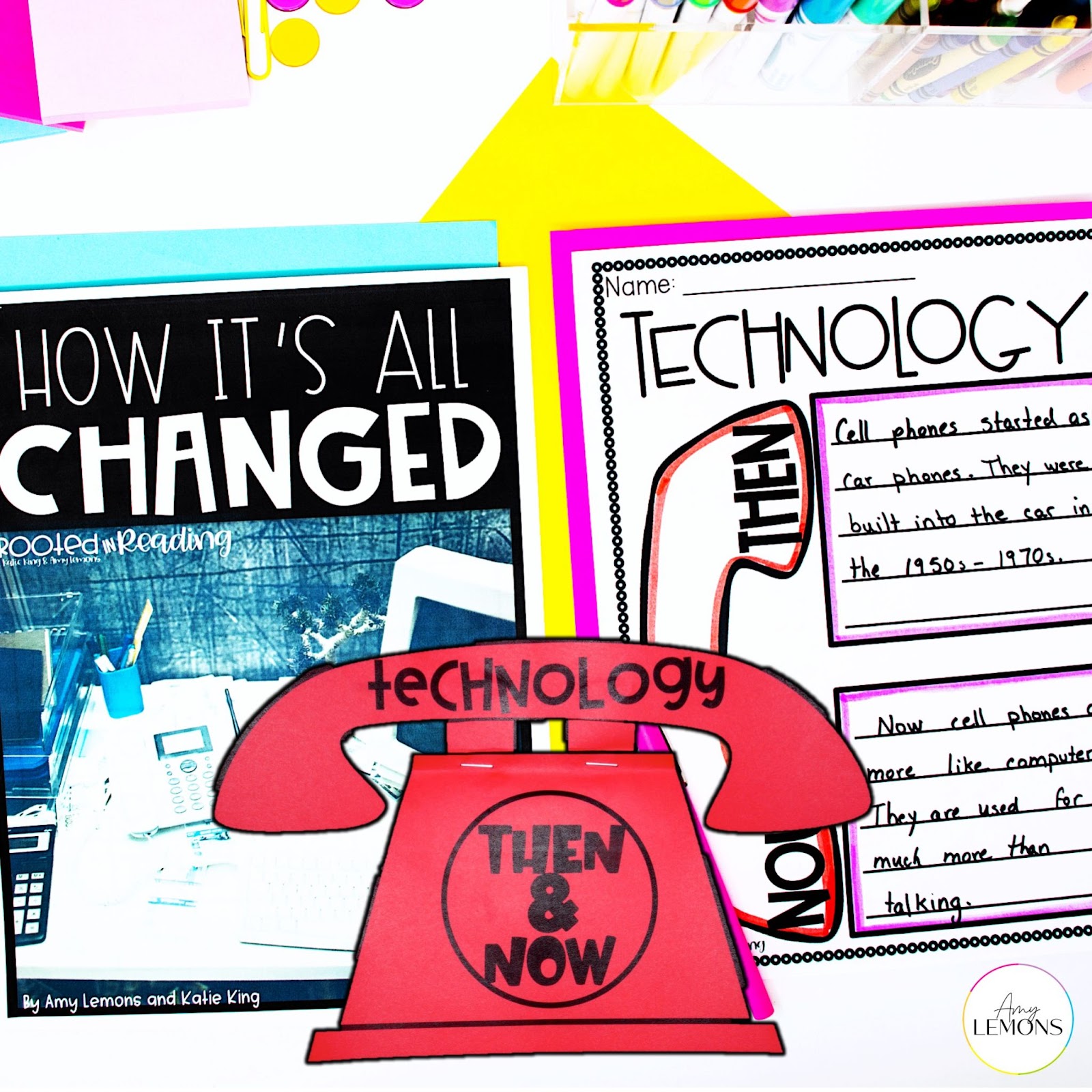 How It's All Changed nonfiction book with technology then and now printable and a phone craft.