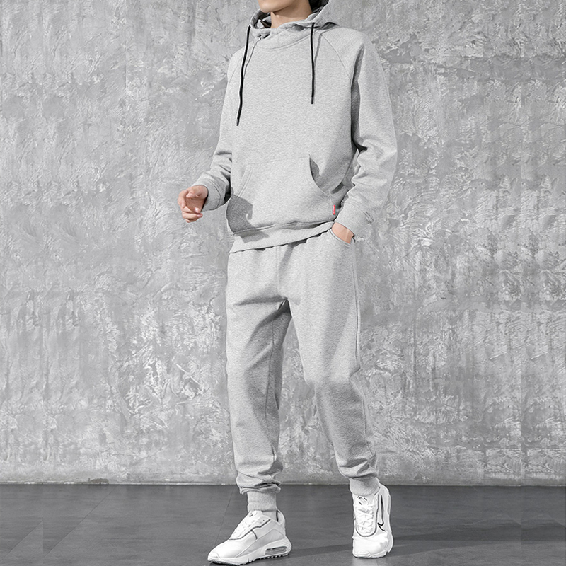 Cheap custom 2 piece set sweatsuit jogger sportswear cotton tracksuit men