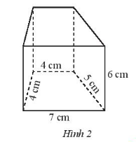 CHƯƠNG 3. HÌNH HỌC TRỰC QUAN CÁC HÌNH KHỐI TRONG THỰC TIỄNBÀI 4: DIỆN TÍCH XUNG QUANH VÀ THỂ TÍCH CỦA HÌNH LĂNG TRỤ ĐỨNG TAM GIÁC, HÌNH LĂNG TRỤ ĐỨNG TỨ GIÁC1. DIỆN TÍCH XUNG QUANH CỦA HÌNH LĂNG TRỤ ĐỨNG Bài 1: Hãy quan sát lăng trụ đứng tam giác (Hình 1) và thực hiện các yêu cầu sau:a) Tính tổng diện tích ba mặt bên của hình lăng trụ đứng.b) Gọi Cđáy là chu vi đáy và h là chiều cao của hình lăng trụ, tính Cđáy .h.c)  So sánh kết quả của câu a và câu b. Đáp án chuẩn: a) 31,5 (cm2)b) 31,5 (cm3)c) Giống nhauThực hành 1: Tính diện tích xung quanh của lăng trụ đứng có đáy là hình thang được cho trong hình 2. Đáp án chuẩn: 120 (cm2)2. THỂ TÍCH CỦA HÌNH LĂNG TRỤ ĐỨNGBài 2: Cho hình hộp chữ nhật với kích thước như Hình 3a. Hình hộp này được cắt đi một nửa để có hình lăng trụ đứng như ở Hình 3b.a) Tính thể tích của hình hộp chữ nhật.b) Dự đoán thể tích của hình lăng trụ đứng tam giác dựa vào thể tích hình hộp chữ nhật ở câu a.c) Gọi Sđáy là diện tích mặt đáy và h là chiều cao của hình lăng trụ tam giác. Hãy tính Sđáy . hd) So sánh Sđáy . h và kết quả dự đoán ở câu b. Đáp án chuẩn: a) 72 (cm3)b) Bằng một nửa thể tích hình hộp chữ nhật ở câu a.c) 36 (cm3)d) Như nhau.Thực hành 2: Tính diện tích xung quanh của một cột bê tông hình lăng trụ đứng có chiều cao 2 m và đáy là tam giác đều có cạnh 0,5 m (Hình 4). Đáp án chuẩn: 3 (m2)Thực hành 3: Tính thể tích hình lăng trụ đứng tứ giác có đáy là hình thang với kích thước cho trong Hình 5Đáp án chuẩn:312 (cm3)3. DIỆN TÍCH XUNG QUANH VÀ THỂ TÍCH CỦA MỘT SỐ HÌNH KHỐI TRONG THỰC TIỄNThực hành 4: Để làm cầu bắc qua một con kênh, người ta đúc một khối bê tông hình lăng trụ đứng tam giác có kích thước như Hình 8. Hãy tính thể tích khối bê tông.Đáp án chuẩn:1848 (m3)Vận dụng: Bạn Nam đã làm một chiếc hộp hình lăng trụ đứng với kích thước như Hình 9. Bạn ấy định sơn các mặt của chiếc hộp, trừ mặt bên dưới. Hãy tính diện tích cần sơn.Đáp án chuẩn:184 (cm2)BÀI TẬP