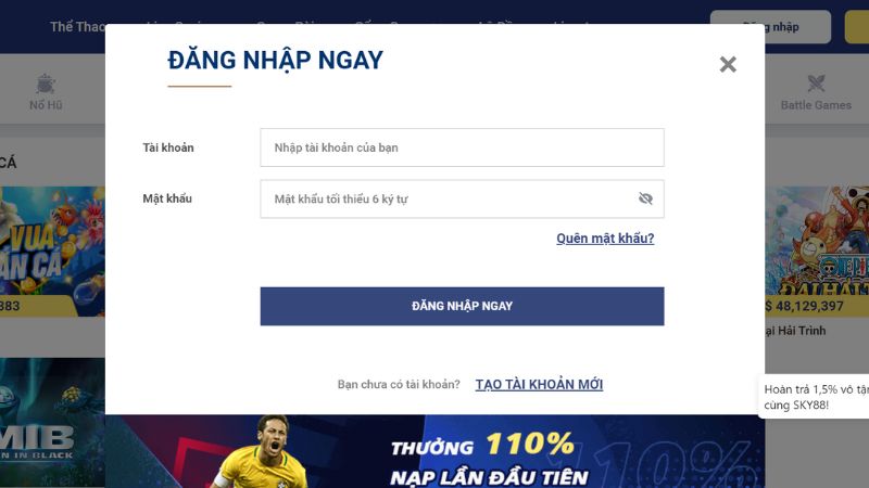 Đăng nhập để trải nghiệm game đấu hấp dẫn