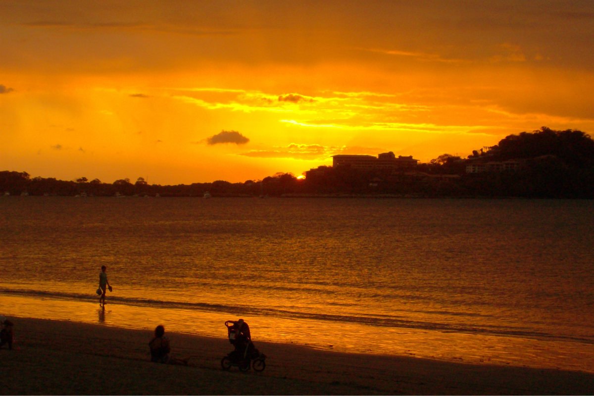 A marvelous view of a sunset on a beach in Playa Potrero Costa Rica.