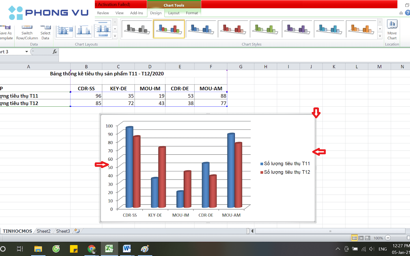 Cách vẽ biểu đồ cột trong Excel
