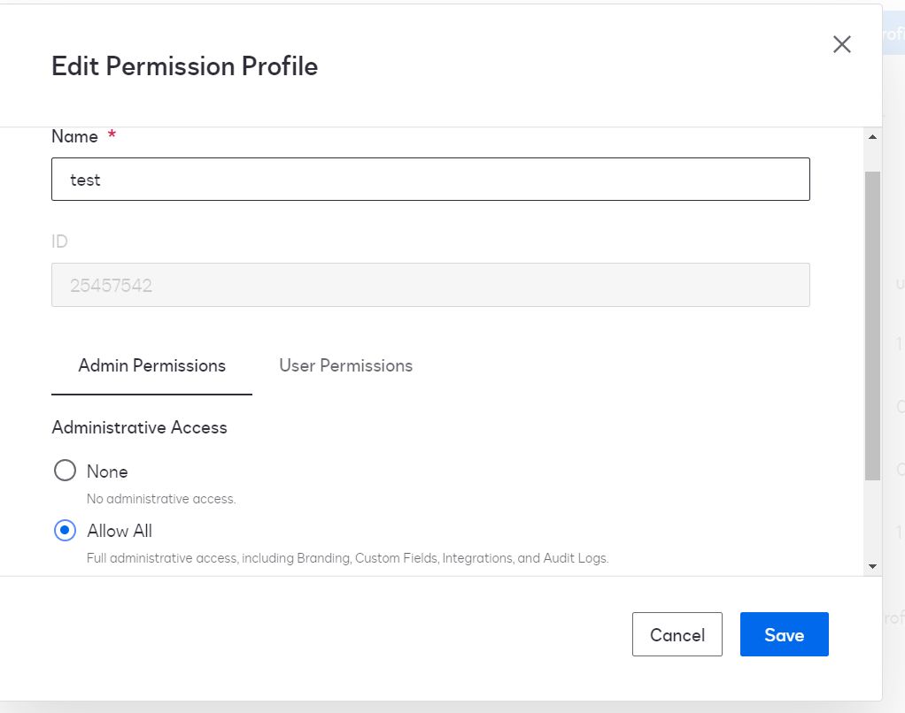 Edit Permission Profile