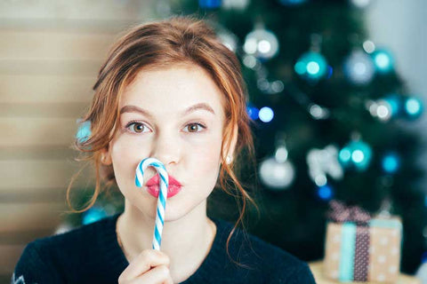 Woman with candycane
