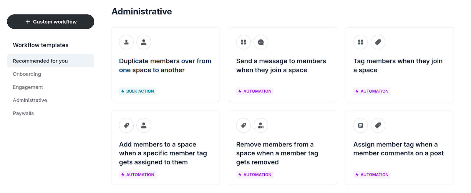 automation workflow templates in Circle