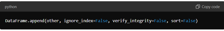 Syntax of DataFrame.append()