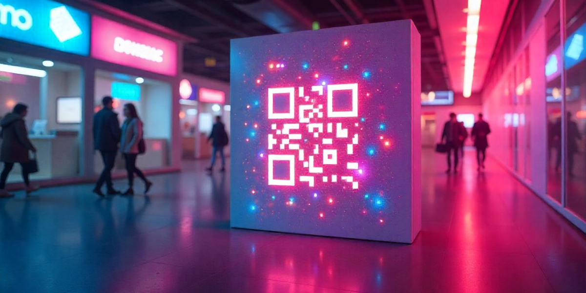 A large QR Code displayed in an outdoor setting.