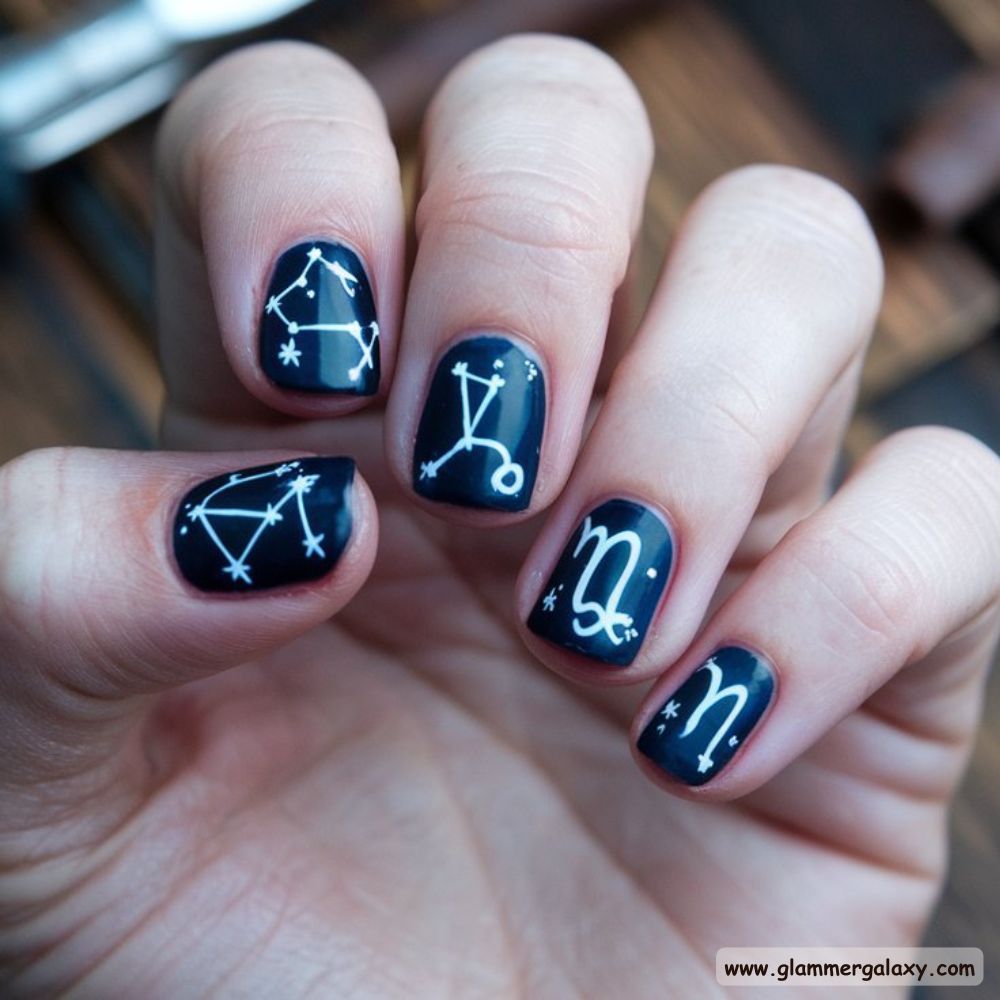 Birthday Nail Designs having Star Sign Nails Theme
