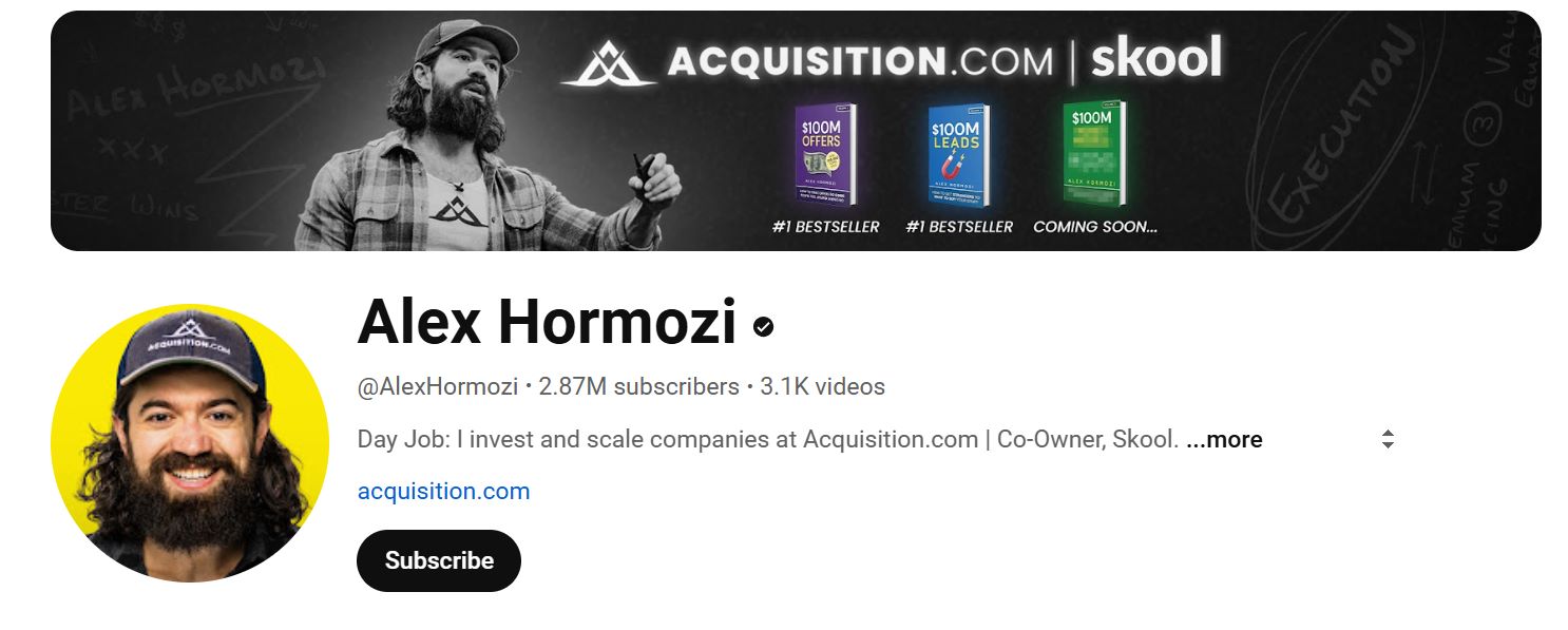 Alex Hormozi YouTube Channel
