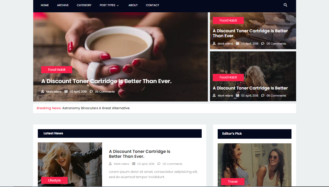 Magazine blogging template by Aigars Silkalns on Colorlib