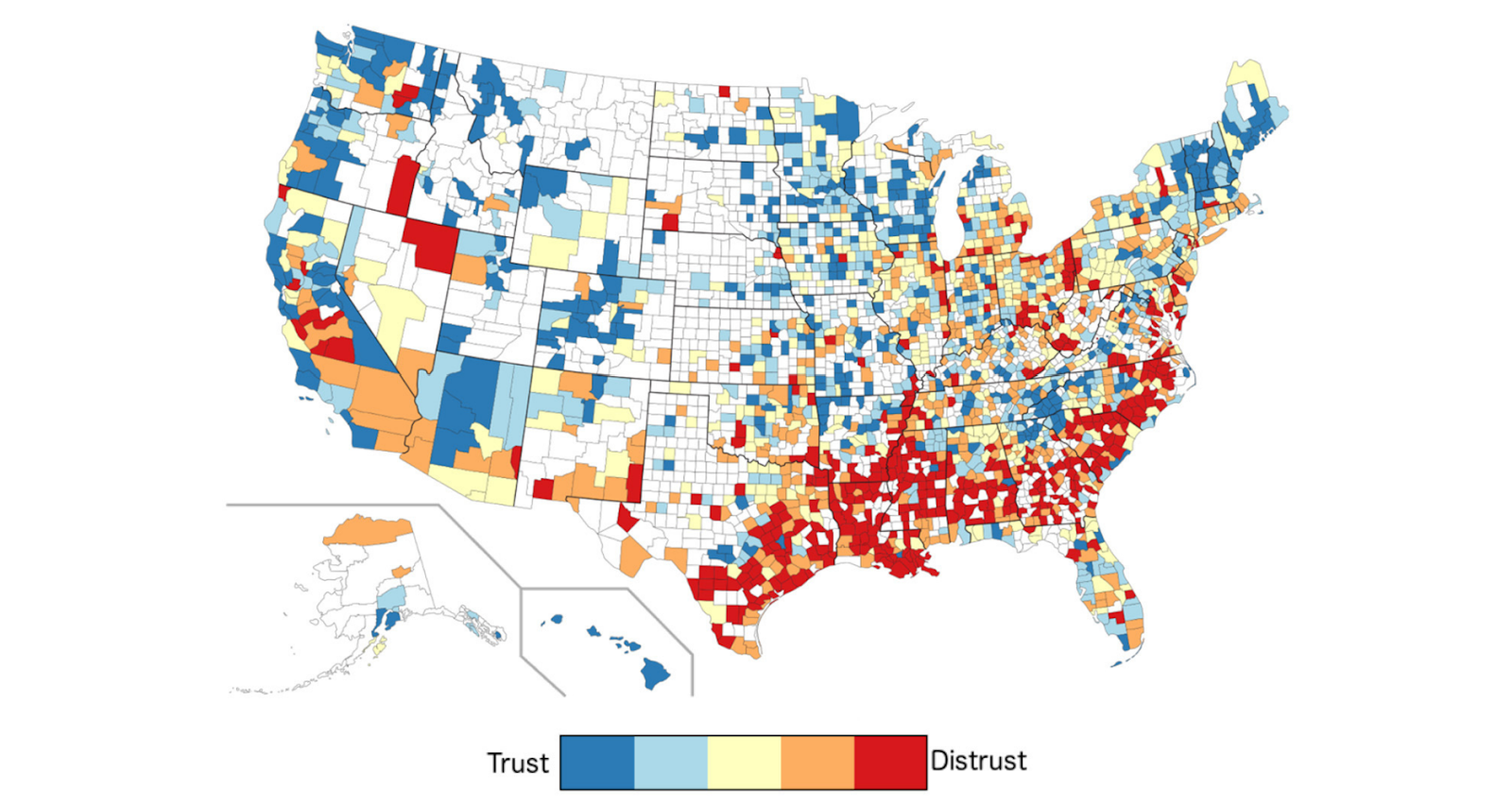 Levels of trust by U.S. counties