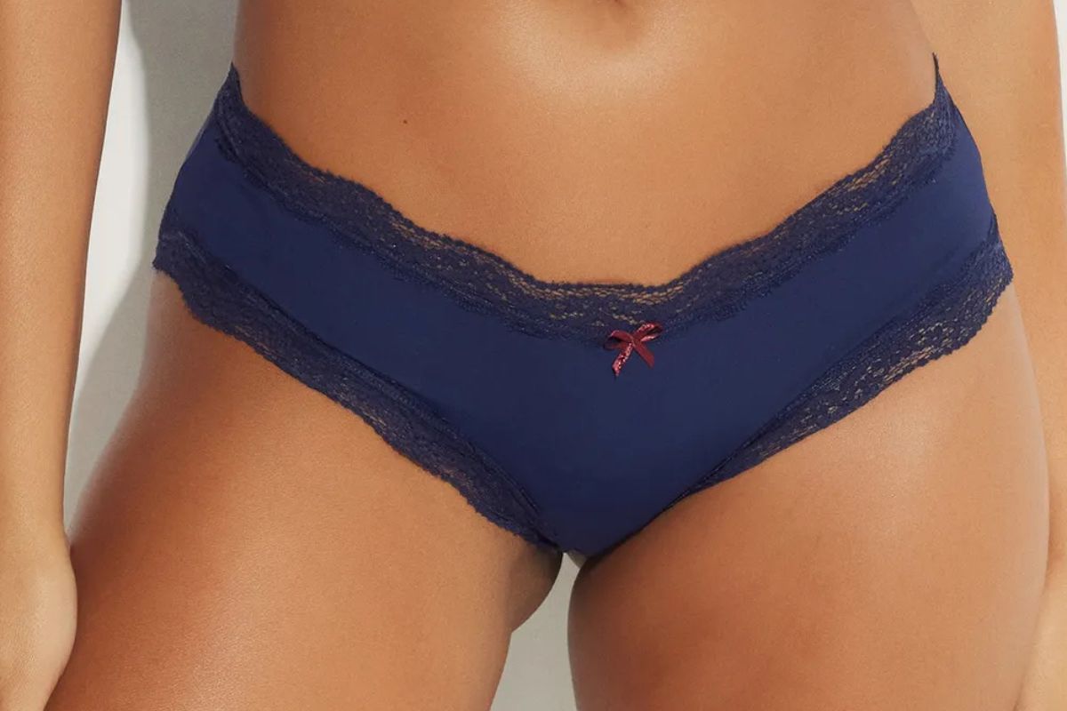 Calcinha Boyshort Microfibra Renda Pop Colors Azul Marinho